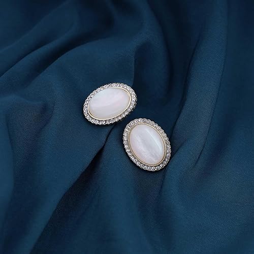French Pearl Oval Stud Earrings - Magada Store 