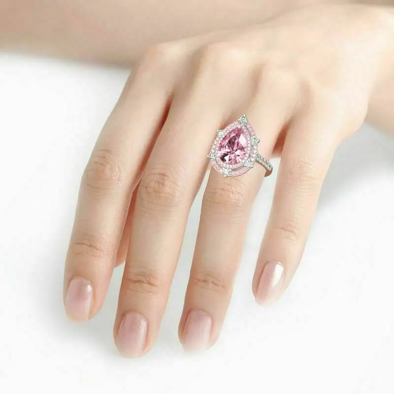 Pink Pear Zircon Luxury Ring - Magada Store 