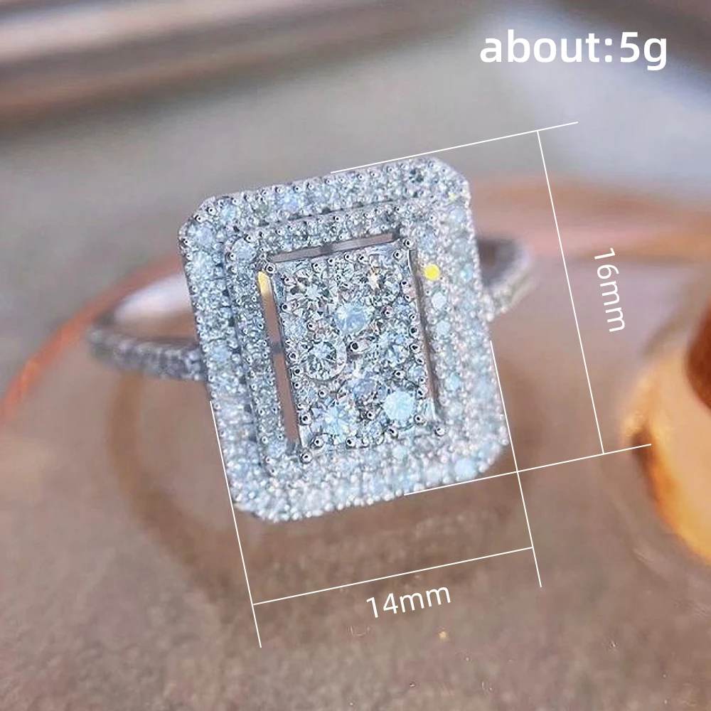 Square Zircon Luxury Full Rhinestone Ring - Magada Store 