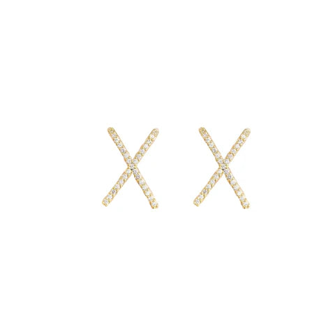 Cross X Crystal Stud Earrings - Magada Store 
