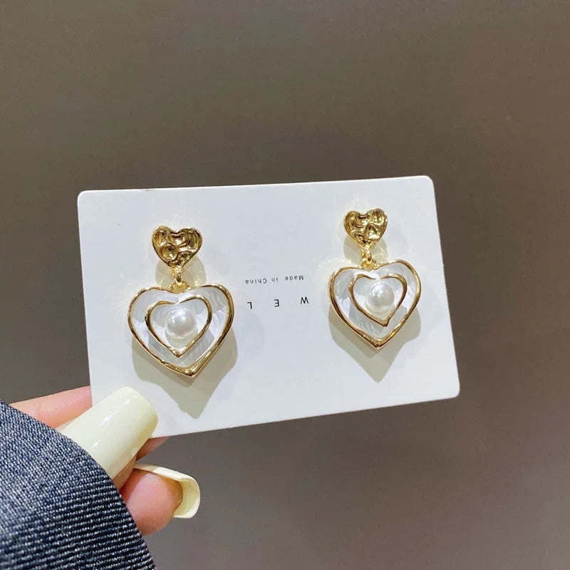 Heart Drop Earrings - Magada Store 