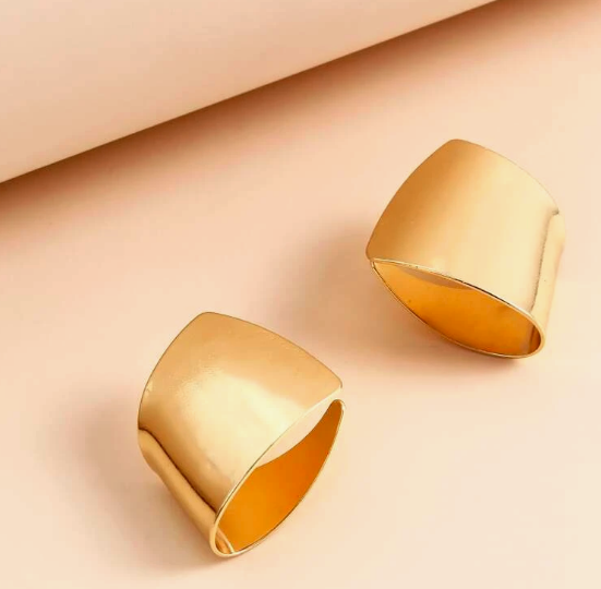 Geometric Style Stud Golden Earrings - Magada Store 