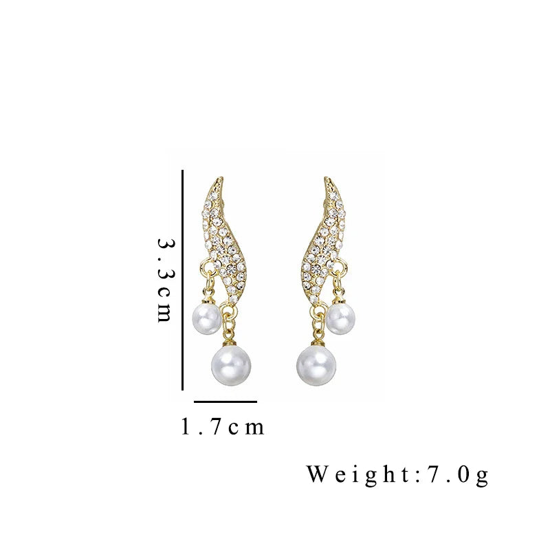 S Shape Crystal Leaf Drop Earrings - Magada Store 
