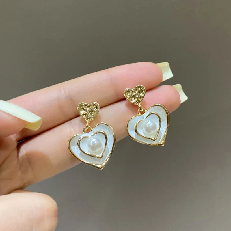 Heart Drop Earrings - Magada Store 