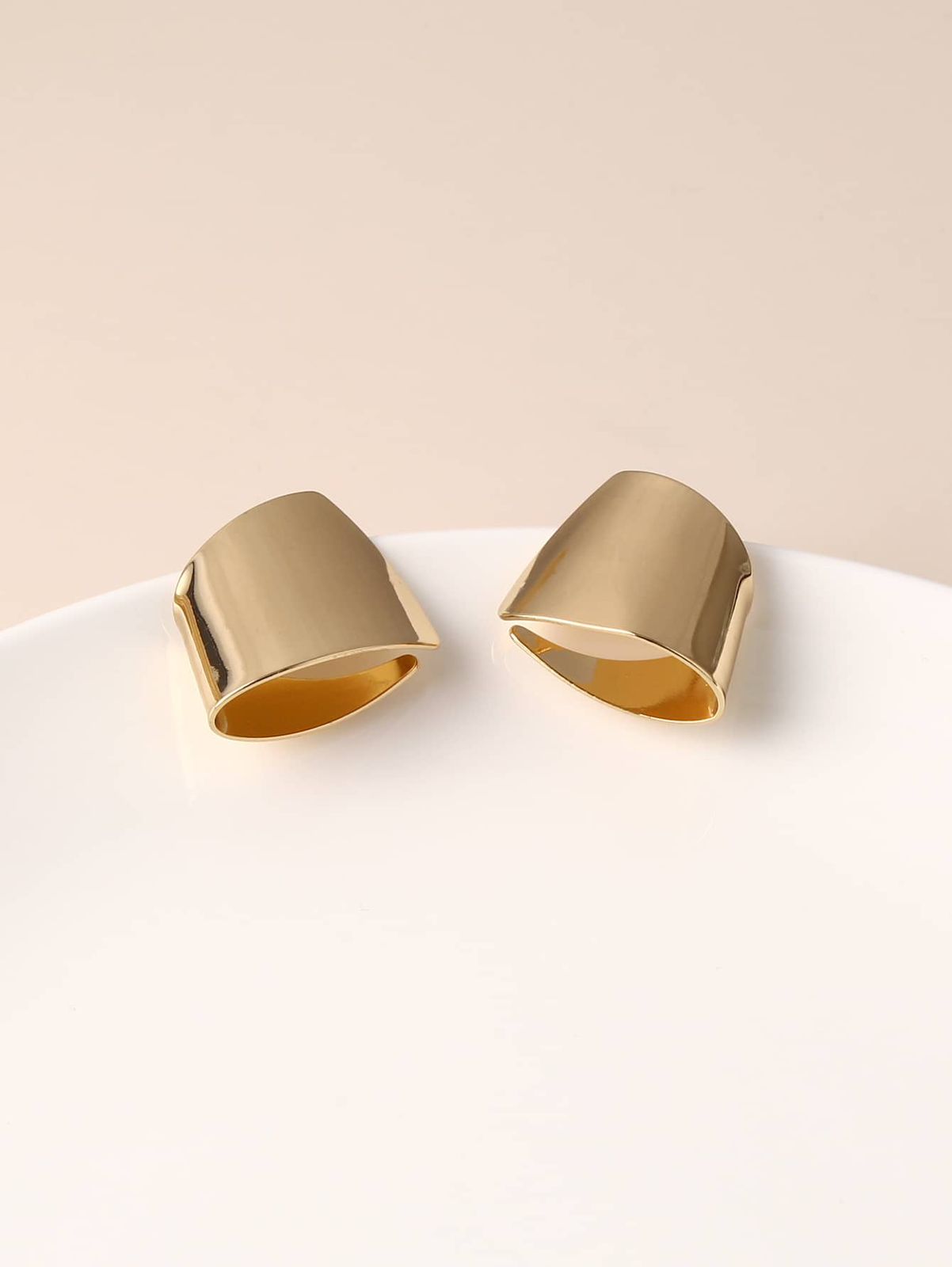 Geometric Style Stud Golden Earrings - Magada Store 