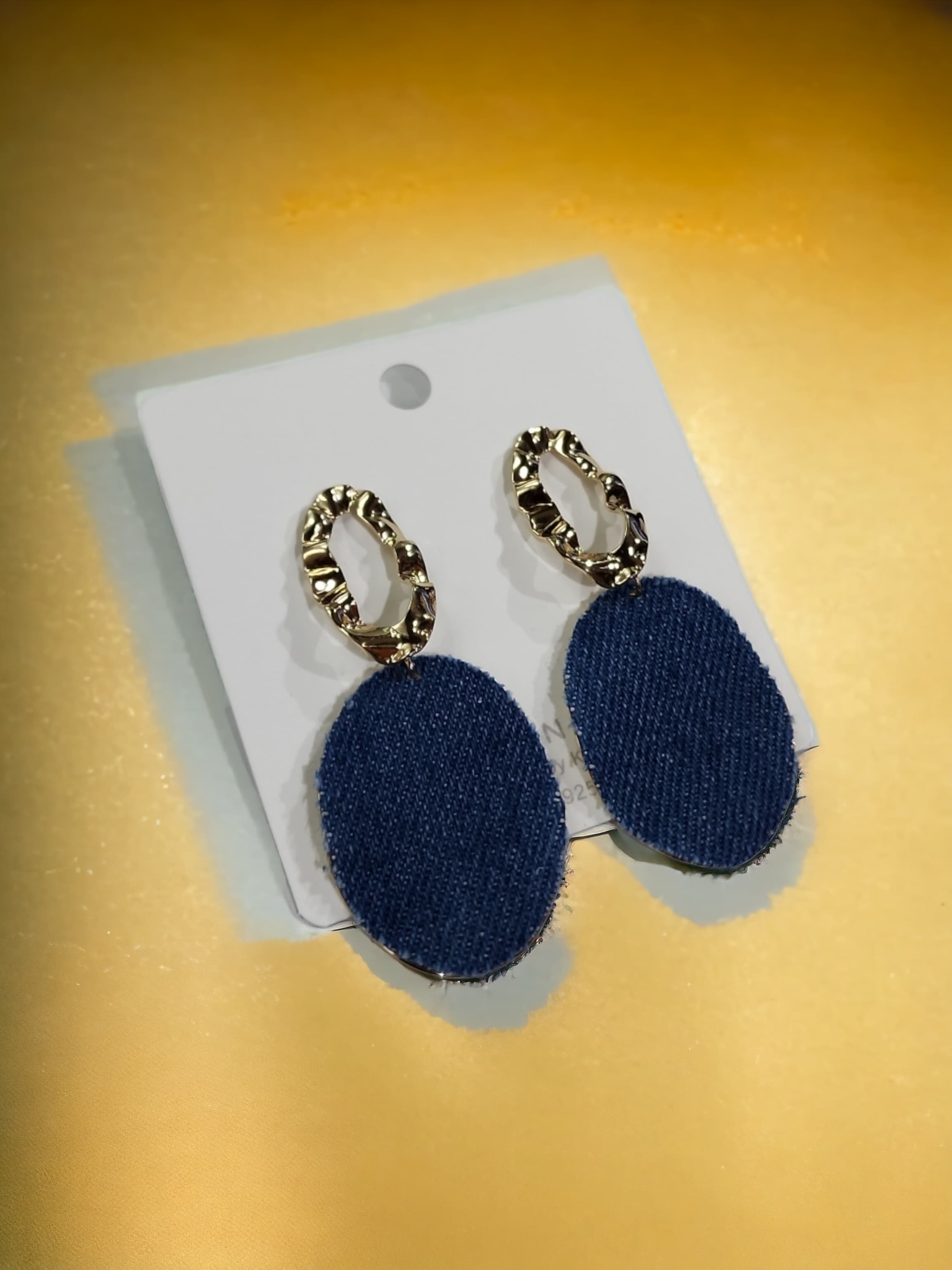 Blue Denim Gold Earings - Magada Store 