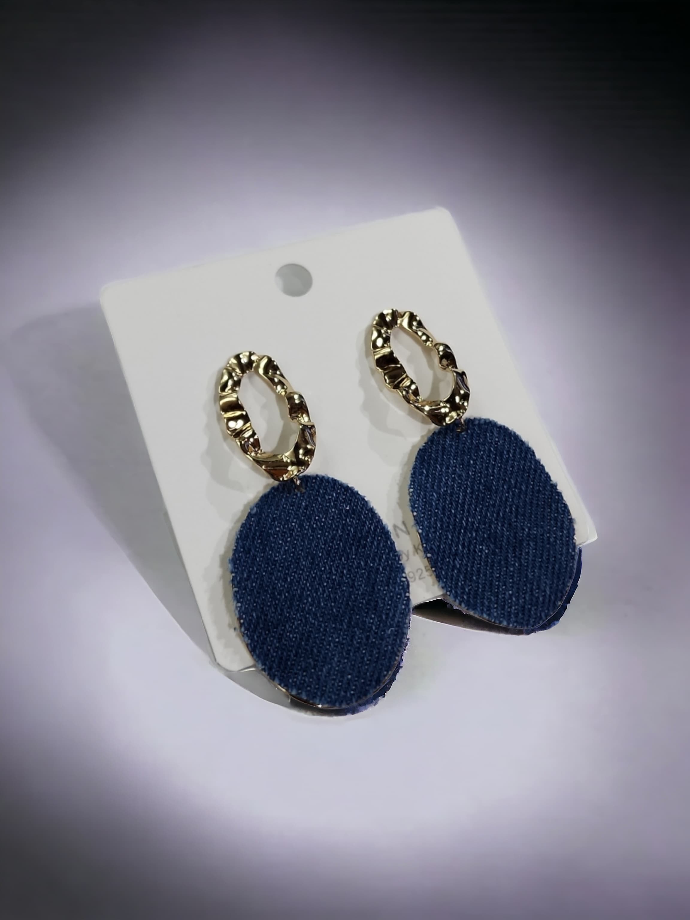 Blue Denim Gold Earings - Magada Store 