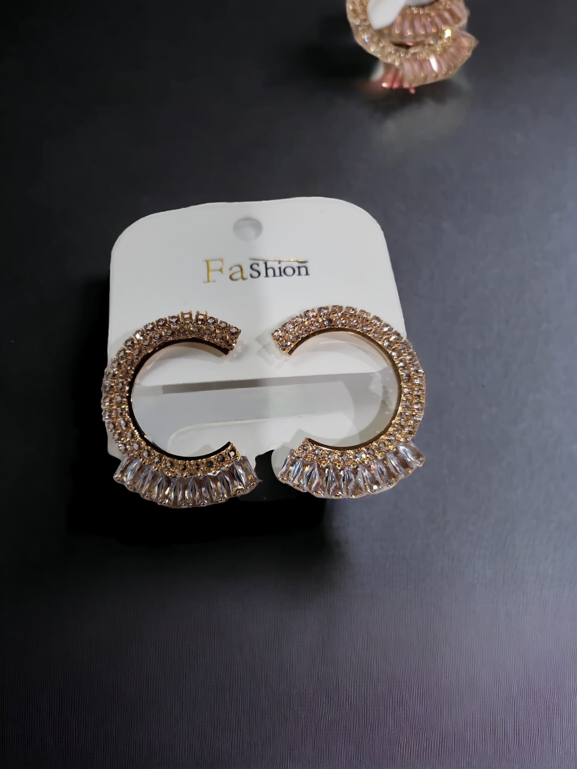 Crown Drop Crystal Stud Earrings Gold Plated Zircon - Magada Store 