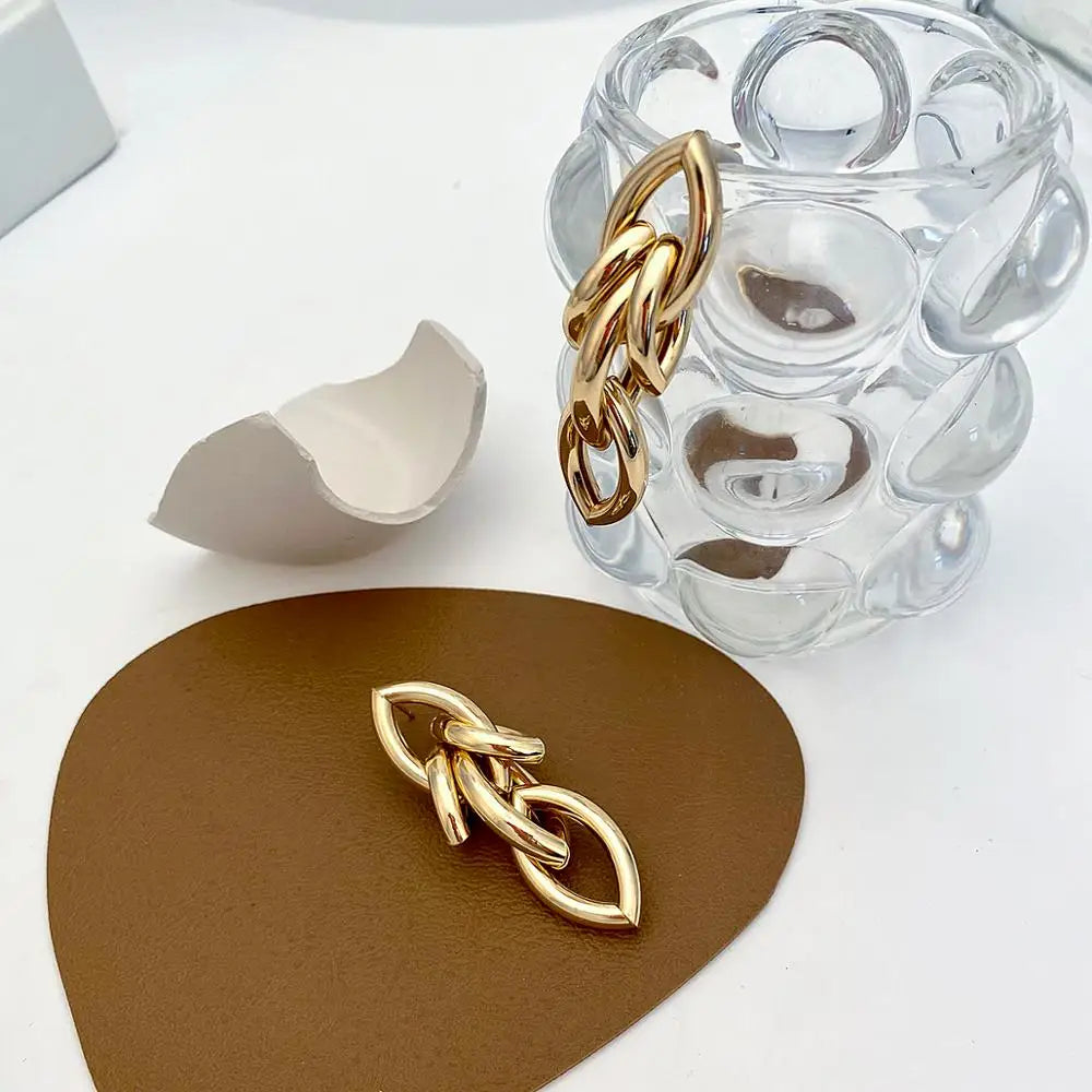 Geometric Drop Golden Earrings - Magada Store 